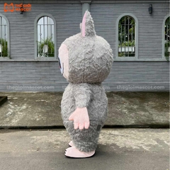 Mascot Hơi Labubu Màu Xám