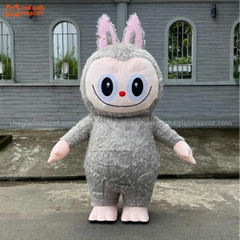 Mascot Hơi Labubu Màu Xám