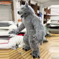 Mascot Hơi Người Sói Màu Xám