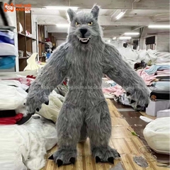 Mascot Hơi Người Sói Màu Xám