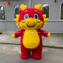 Mascot Hơi Rồng Như Ý Màu Đỏ (phiên bản có lông)