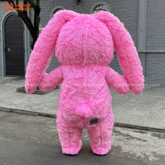 Mascot Hơi Thỏ Tai Dài Màu Hồng
