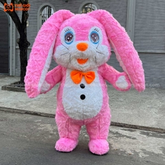 Mascot Hơi Thỏ Tai Dài Màu Hồng