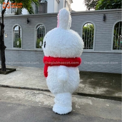 Mascot Hơi Thỏ Trắng Quàng Khăn