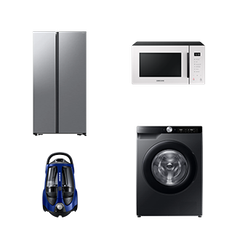 Tủ Lạnh Bespoke AI Side by Side, 583 L và Máy Giặt AI EcoBubble™ Cửa Trước, 12 kg và Lò Vi Sóng Bespoke Dòng Nướng, 23 L và Máy Hút Bụi Dạng Hộp, 430W