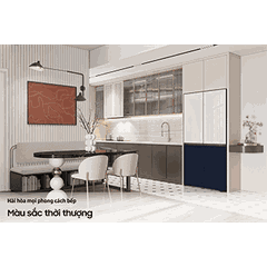 Tủ Lạnh Bespoke 4 Cửa với Triple Cooling màu Trắng Thạch Anh/Xanh Navy, 599L; RF60A91R177/SV
