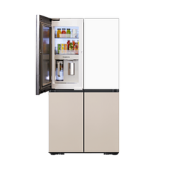 Tủ Lạnh Bespoke 4 Cửa với Beverage Center™ màu Trắng Thạch Anh/Nâu Be, 648L
