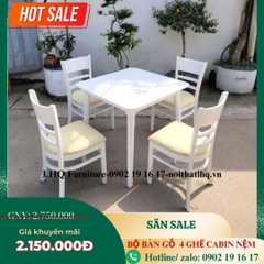 Bộ bàn ăn vuông 80 4 ghế Cabin Monstar – Lựa chọn hoàn hảo cho không gian hiện đại