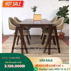 Bộ Bàn Ăn 4 Ghế Chữ A, Kết Cấu Chắc, Sử Dụng Đa Năng