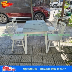 Bộ bàn ăn 4 ghế Song Tiện – Bàn giả đá 1m2