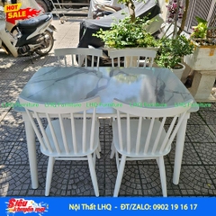 Bộ bàn ăn 4 ghế Song Tiện – Bàn giả đá 1m2