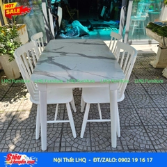 Bộ bàn ăn 4 ghế Song Tiện – Bàn giả đá 1m2