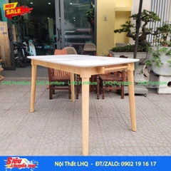 Bộ bàn ăn 4 ghế Mango, mặt bàn giả đá, kết cấu chắc, sử dụng bền