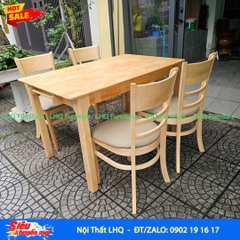 Bộ Bàn Ăn 4 Ghế Panda - Gỗ Cao Su Màu Walnut Đang Được Ưu Đãi Hấp Dẫn