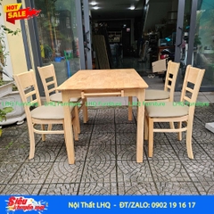 Bộ Bàn Ăn 4 Ghế Panda - Gỗ Cao Su Màu Walnut Đang Được Ưu Đãi Hấp Dẫn