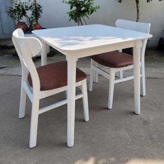 Bộ bàn ăn 2 ghế siêu đẹp, Màu trắng lãng mạn, Kết hợp ghế Cabin, Panda, Song Tiện, Mango