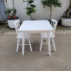 Bộ bàn ăn 2 ghế siêu đẹp, Màu trắng lãng mạn, Kết hợp ghế Cabin, Panda, Song Tiện, Mango