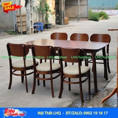 Bộ bàn ăn 6 ghế Butter, Bàn gỗ tự nhiên 80x160x75cm, Chất lượng xuất khẩu, Giá cạnh tranh