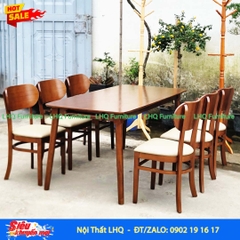 Bộ bàn ăn 6 ghế Butter, Bàn gỗ tự nhiên 80x160x75cm, Chất lượng xuất khẩu, Giá cạnh tranh