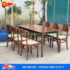 Bộ bàn ăn 6 ghế Butter, Bàn gỗ tự nhiên 80x160x75cm, Chất lượng xuất khẩu, Giá cạnh tranh