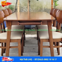 Bộ bàn ăn 6 ghế Butter, Bàn gỗ tự nhiên 80x160x75cm, Chất lượng xuất khẩu, Giá cạnh tranh