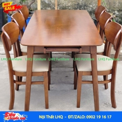 Bộ bàn ăn 6 ghế Butter, Bàn gỗ tự nhiên 80x160x75cm, Chất lượng xuất khẩu, Giá cạnh tranh