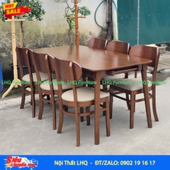 Bộ bàn ăn 6 ghế Butter, Bàn gỗ tự nhiên 80x160x75cm, Chất lượng xuất khẩu, Giá cạnh tranh