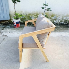 Ghế sofa đôi Nakata, Gỗ cao su tự nhiên, Thiết kế tháo ráp