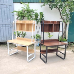 Bàn Học Liền Giá Sách 1m2: Khung Sắt Sơn Tĩnh Điện, Kết Hợp Gỗ MDF Chống Trầy, Noithatlhq