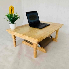 Bàn trà chân gỗ tiện 60x90, Chân gấp tiện lợi, Dùng làm bàn ăn, Gỗ cao su tự nhiên