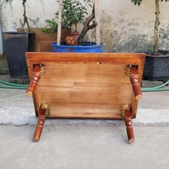 Bàn trà chân gỗ tiện 60x90, Chân gấp tiện lợi, Dùng làm bàn ăn, Gỗ cao su tự nhiên