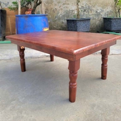 Bàn trà chân gỗ tiện 60x90, Chân gấp tiện lợi, Dùng làm bàn ăn, Gỗ cao su tự nhiên