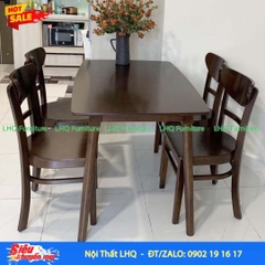 Bộ bàn ăn 4 ghế Cabin Panda - Mặt bàn và ghế gỗ tự nhiên