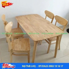 Bộ bàn ăn 4 ghế Cabin Panda - Mặt bàn và ghế gỗ tự nhiên