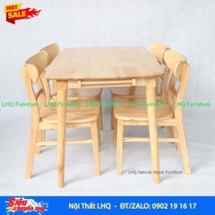 Bộ Bàn Ăn 4 Ghế Mango Gỗ Cao Su Tự Nhiên – Chất Lượng Xuất Khẩu