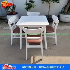 Bộ bàn ăn 4 ghế Mango, Gỗ cao su, Hàng loại 1, Bán chạy 2024, LHQ Furniture