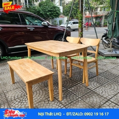 Bộ bàn ăn 4 ghế Mango, Gỗ cao su, Hàng loại 1, Bán chạy 2024, LHQ Furniture