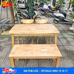 Bộ bàn ăn dài 1m2, 2 ghế Mango, 1 ghế bench