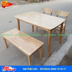 Bộ bàn ăn dài 1m2, 2 ghế Mango, 1 ghế bench