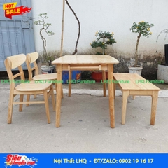 Bộ bàn ăn dài 1m2, 2 ghế Mango, 1 ghế bench