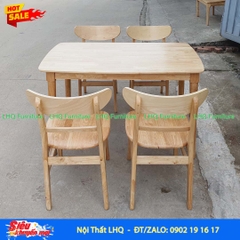 Bộ bàn ăn 4 ghế Mango, Gỗ cao su, Hàng loại 1, Bán chạy 2024, LHQ Furniture