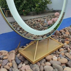 Gương Decor, Dây Da Treo Tường, Khung Sắt Để Bàn, Gương Xoay, Đường Kính 40-50-60 cm