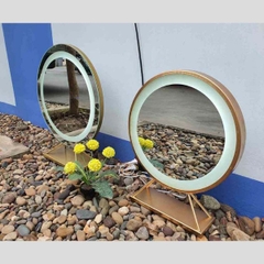 Gương Decor, Dây Da Treo Tường, Khung Sắt Để Bàn, Gương Xoay, Đường Kính 40-50-60 cm