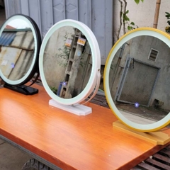 Gương Decor, Dây Da Treo Tường, Khung Sắt Để Bàn, Gương Xoay, Đường Kính 40-50-60 cm