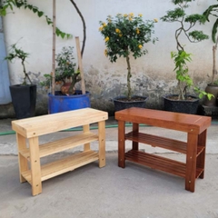 Kệ Giày Ngồi Gỗ Cao Su Tự Nhiên, Thiết Kế Tháo Ráp, Kết Cấu Chắc Chắn, Bền Bỉ Từ LHQ Furniture