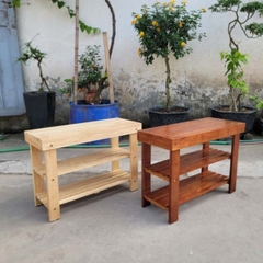 Kệ Giày Ngồi Gỗ Cao Su Tự Nhiên, Thiết Kế Tháo Ráp, Kết Cấu Chắc Chắn, Bền Bỉ Từ LHQ Furniture