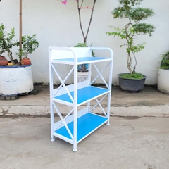 Kệ sách khung sắt 3 tầng rộng 50cm, Mặt gỗ MDF chống trầy, Thiết kế tháo lắp, Màu xanh, hồng, tự nhiên, walnut