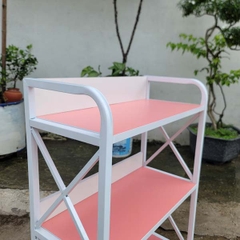 Kệ sách khung sắt 3 tầng rộng 50cm, Mặt gỗ MDF chống trầy, Thiết kế tháo lắp, Màu xanh, hồng, tự nhiên, walnut
