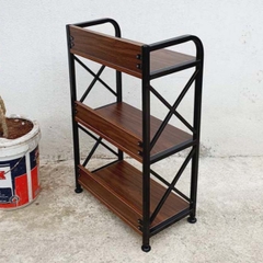 Kệ sách khung sắt 3 tầng rộng 50cm, Mặt gỗ MDF chống trầy, Thiết kế tháo lắp, Màu xanh, hồng, tự nhiên, walnut