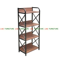 Kệ sách khung sắt 4 tầng rộng 50cm, thiết kế tháo ráp, gỗ MDF chống trầy, 4 màu lựa chọn